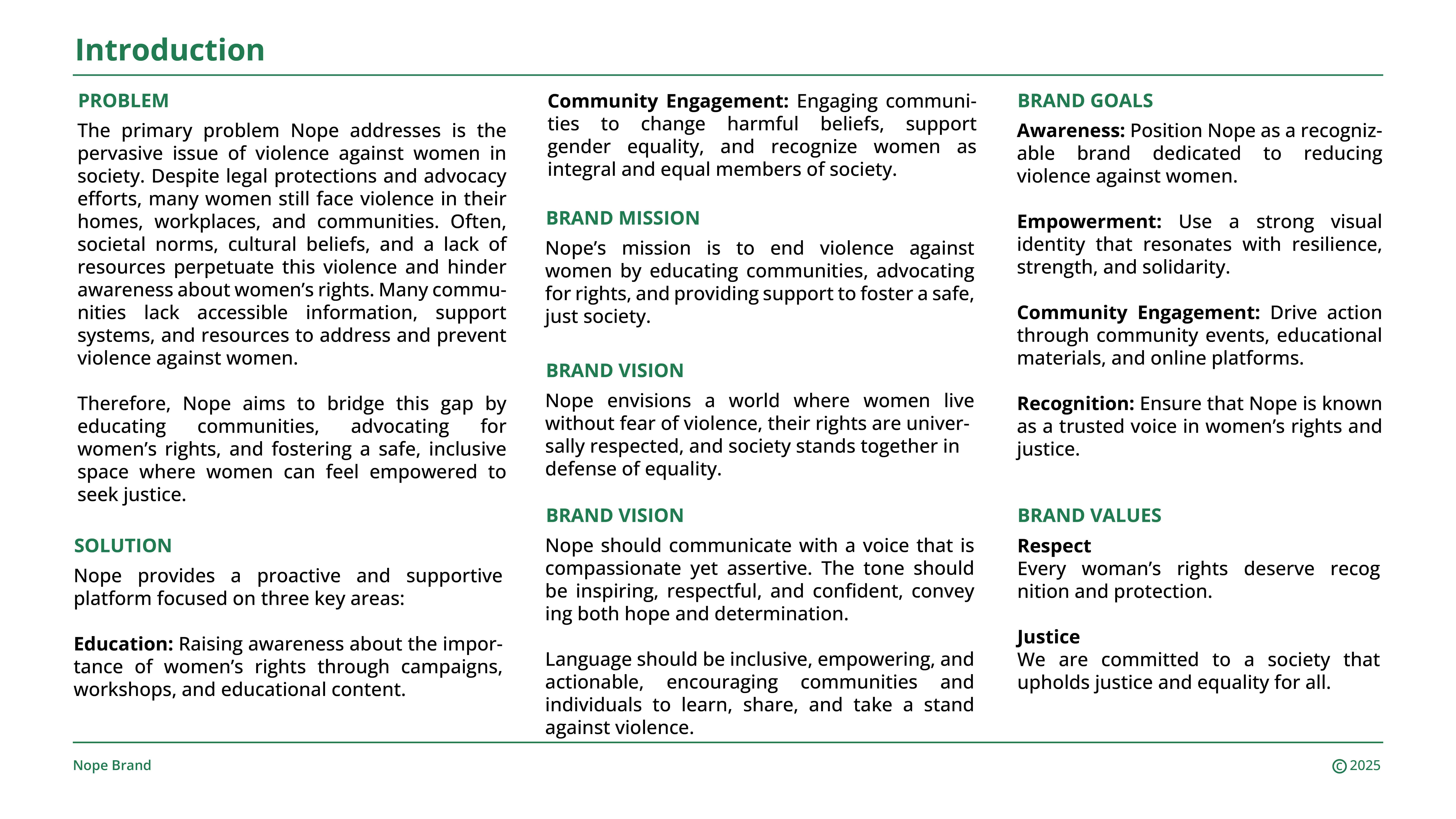 NOPE Brand Typography and Core Colors